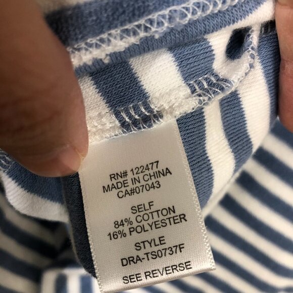 Anthropologie DRA Blue White Stripe Terry Short Sleeve Puff Sleeves Sz S - Picture 7 of 7